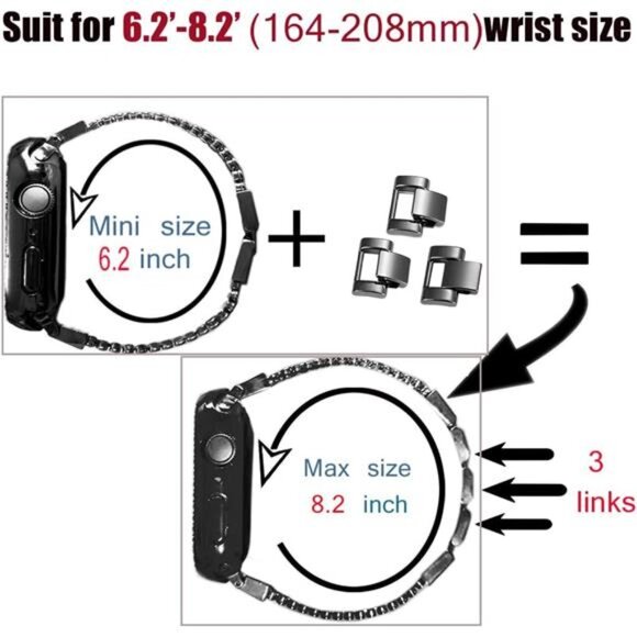 Crystal Bling Black FashionApple Watch Band with Case main image 5